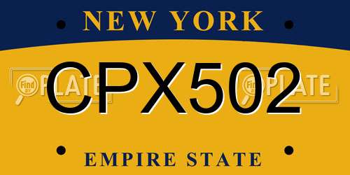 CPX502 New York License Plate