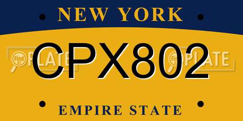 CPX802 New York License Plate