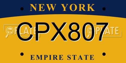 CPX807 New York License Plate