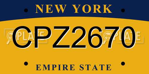 CPZ2670 New York License Plate