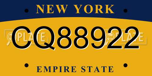 CQ88922 New York License Plate
