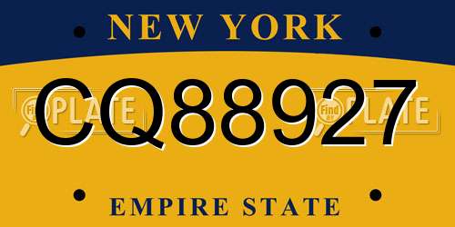 CQ88927 New York License Plate
