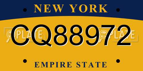 CQ88972 New York License Plate