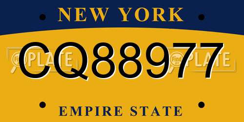 CQ88977 New York License Plate