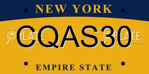 CQAS30 New York License Plate
