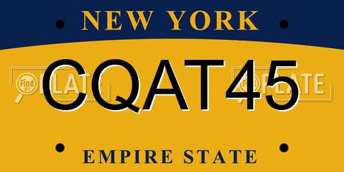 CQAT45 New York License Plate