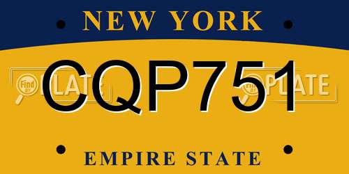 CQP751 New York License Plate