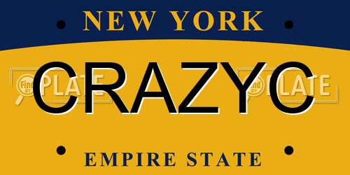 CRAZYC New York License Plate