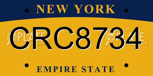 CRC8734 New York License Plate
