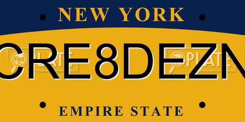 CRE8DEZN New York License Plate