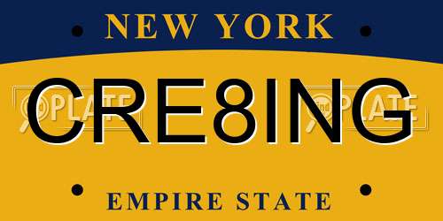CRE8ING New York License Plate