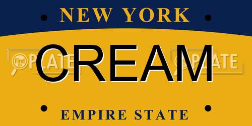 CREAM New York License Plate