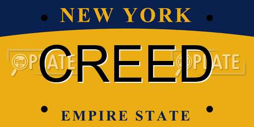 CREED New York License Plate