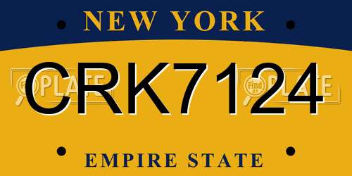 CRK7124 New York License Plate