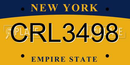 CRL3498 New York License Plate