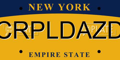 CRPLDAZD New York License Plate