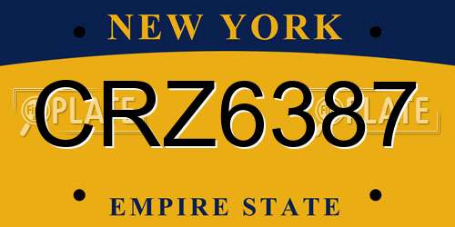 CRZ6387 New York License Plate