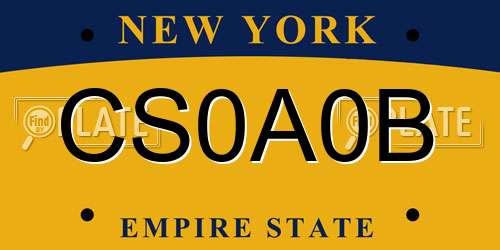 CS0A0B New York License Plate