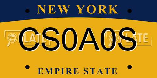 CS0A0S New York License Plate