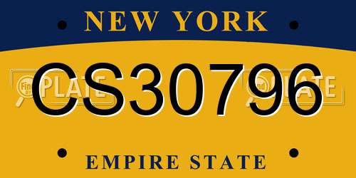 CS30796 New York License Plate