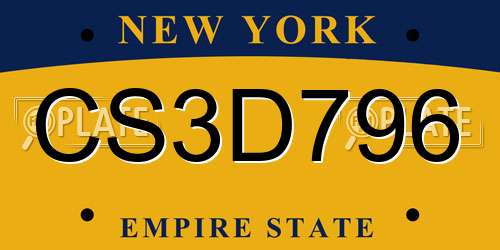 CS3D796 New York License Plate