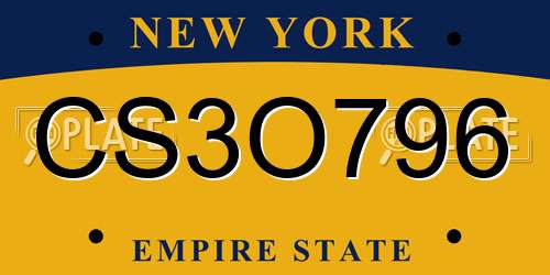 CS3O796 New York License Plate