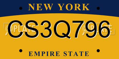 CS3Q796 New York License Plate