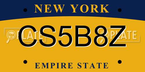 CS5B8Z New York License Plate