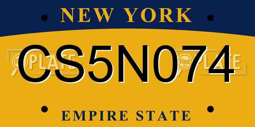 CS5N074 New York License Plate