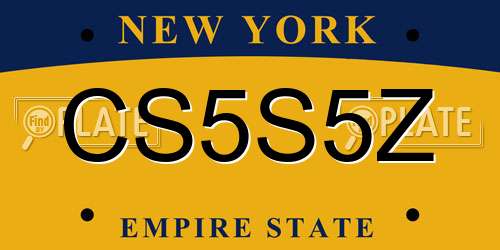 CS5S5Z New York License Plate