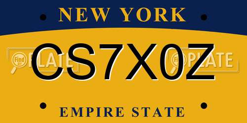 CS7X0Z New York License Plate
