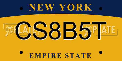 CS8B5T New York License Plate