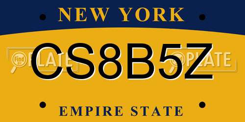CS8B5Z New York License Plate