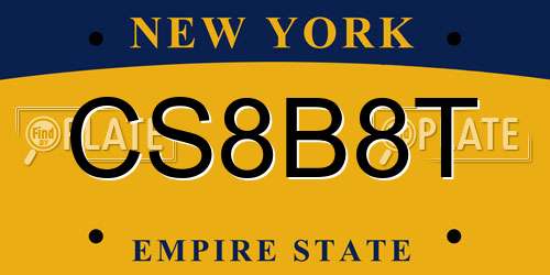 CS8B8T New York License Plate