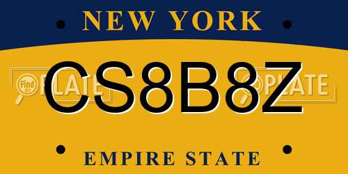 CS8B8Z New York License Plate