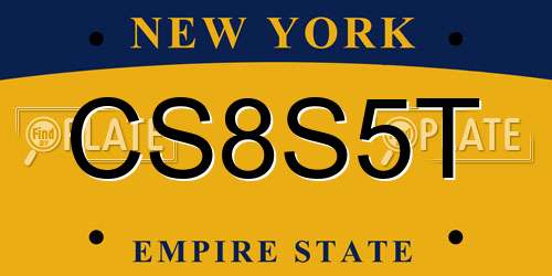 CS8S5T New York License Plate