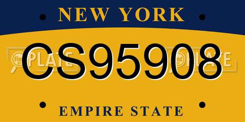 CS95908 New York License Plate