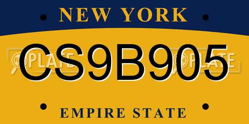 CS9B905 New York License Plate