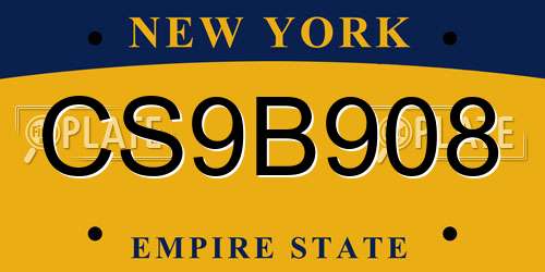 CS9B908 New York License Plate