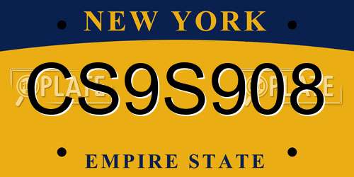 CS9S908 New York License Plate