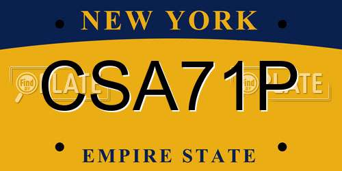 CSA71P New York License Plate