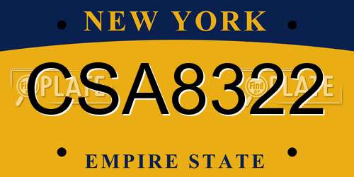 CSA8322 New York License Plate