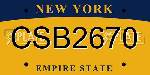 CSB2670 New York License Plate