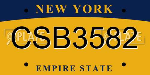 CSB3582 New York License Plate