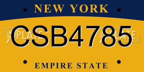 CSB4785 New York License Plate