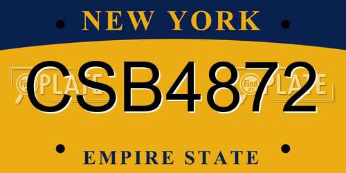 CSB4872 New York License Plate