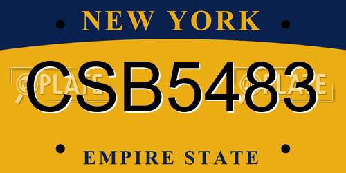 CSB5483 New York License Plate