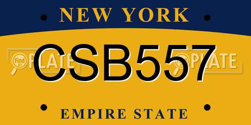 CSB557 New York License Plate