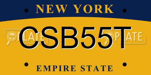 CSB55T New York License Plate