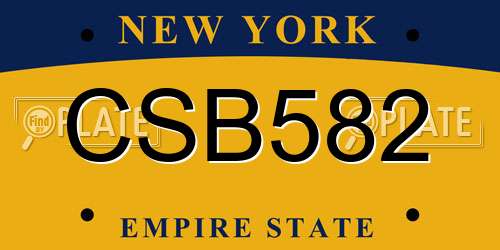 CSB582 New York License Plate